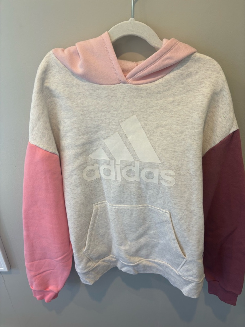 adidas Women’s Pink & Heather Gray Colorblock Hoodie